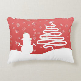 Witte Kerst Winter Wonderland Snowman Tree Accent Kussen