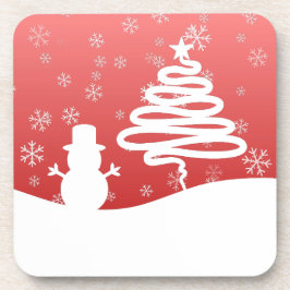 Witte Kerst Winter Wonderland Snowman Tree Bier Onderzetter