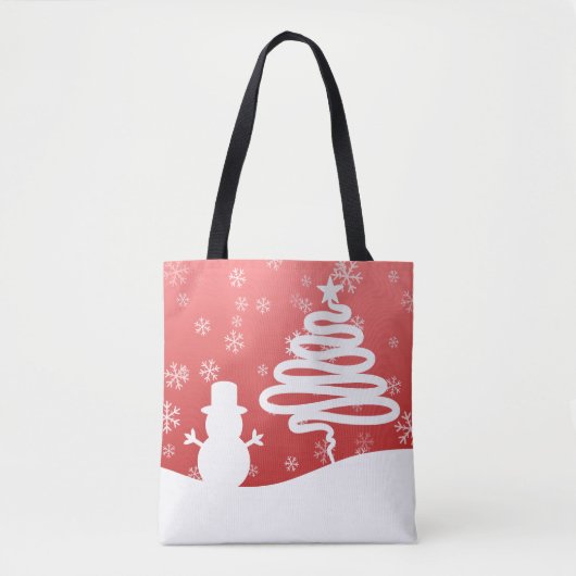 Witte Kerst Winter Wonderland Snowman Tree Draagtas (Voorkant)