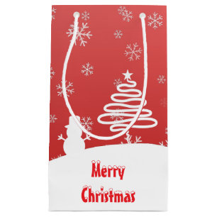 Witte Kerst Winter Wonderland Snowman Tree Klein Cadeauzakje