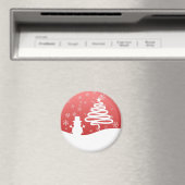 Witte Kerst Winter Wonderland Snowman Tree Magneet (Insitu (Vaatwasser))
