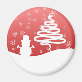 Witte Kerst Winter Wonderland Snowman Tree Magneet