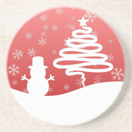 Witte Kerst Winter Wonderland Snowman Tree Zandsteen Onderzetter