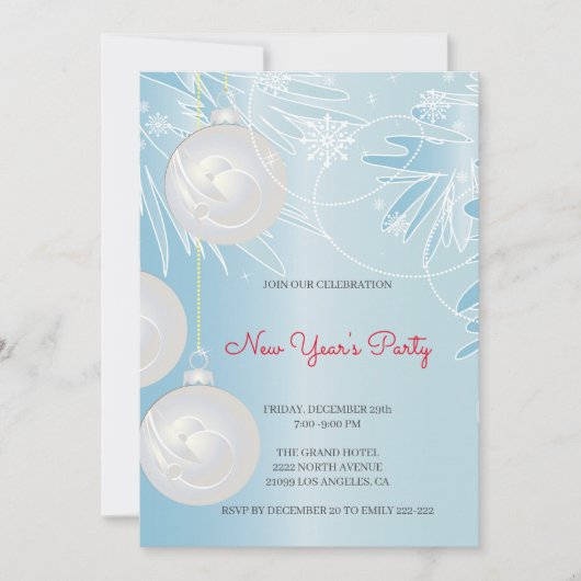 Witte kerstballen kaart (Voorkant)