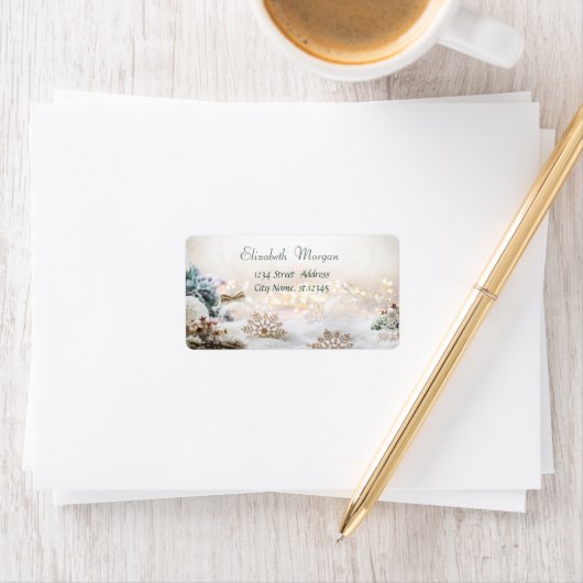 Witte kerstballen, sneeuwvlokken etiket (Insitu)