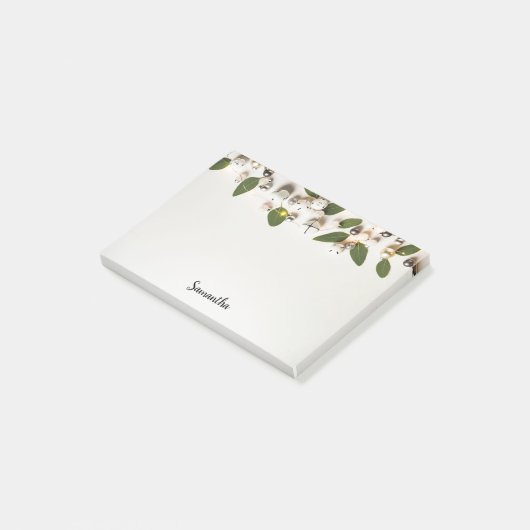 Witte kerstballetjes Post-it Notes (Schuin)