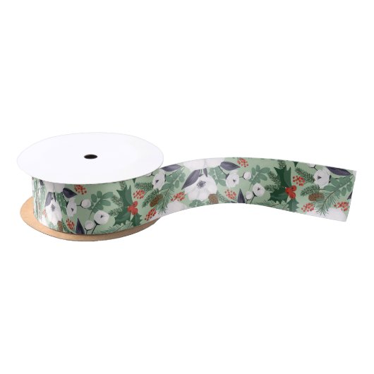 Witte kerstbloemen en rode bessen patroon T Lint (Spoel)