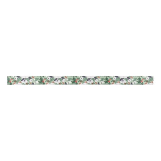 Witte kerstbloemen en rode bessen patroon T Lint (Voorkant)