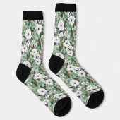 Witte kerstbloemen en rode bessen sokken (Rechts)