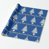 Witte kerstbomen Blauwe Decoraties - Droge Kerstmi Cadeaupapier (Uitgerold)