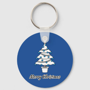 Witte kerstbomen Blauwe Decoraties - Droge Kerstmi Sleutelhanger