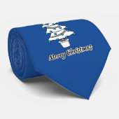 Witte kerstbomen Blauwe Decoraties - Droge Kerstmi Stropdas (Opgerold)