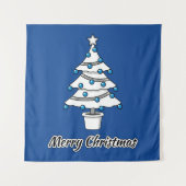 Witte kerstbomen Blauwe Decoraties - Droge Kerstmi Wandkleed (Voorkant)