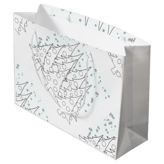Witte kerstbomen groot cadeauzakje (Achterkant Gekanteld)