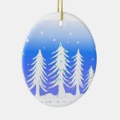 Witte Kerstbomen met Vorst Keramisch Ornament (Rechts)