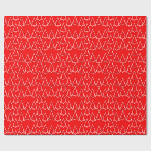 Witte kerstbomen op rood cadeaupapier (Vlak)