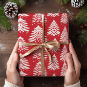 Witte Kerstbomen Rode Kerstmis Cadeaupapier