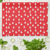 Witte Kerstbomen Rood Theedoek (Gevouwen)