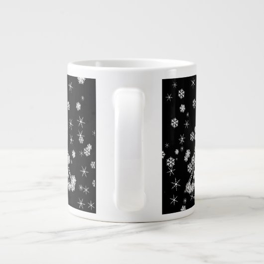 witte kerstboom en sneeuwvlokken extra grote mok (Achterkant)