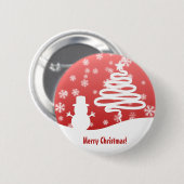 Witte kerstboom en Snowman Ronde Button 5,7 Cm (Voorkant /achterkant)