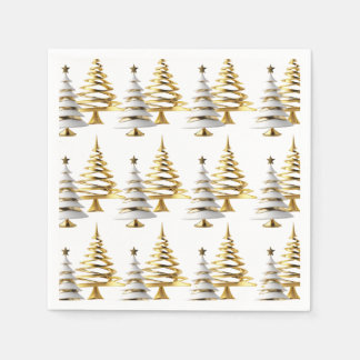 Witte kerstboom goud winterthema vakantie decorati servet