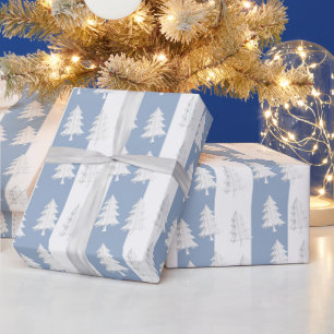 Witte Kerstboom Inpakken Blauwe & Witte Streep Cadeaupapier
