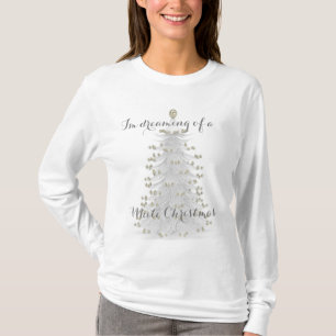 Witte kerstboom Lange hoes Knit Bovenkant T-shirt