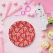 Witte kerstboom met een rode steunronde papieren bordje (Feest)