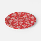 Witte kerstboom met een rode steunronde papieren bordje (Gekanteld)