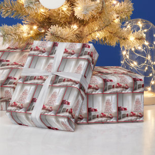 Witte kerstboom met geschenken cadeaupapier