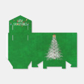 witte kerstboom met vogel en riemen bedankdoosjes (Uitgevouwen)