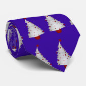 Witte kerstboom op blauw stropdas (Opgerold)