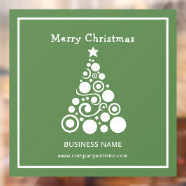 Witte kerstboom op een groene ondergrond raamsticker