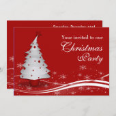 Witte kerstboom op rode achtergrond kaart (Voorkant / Achterkant)