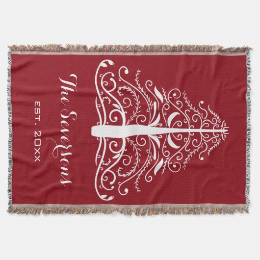 Witte kerstboom op rood deken (Voorkant)