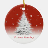 Witte kerstboom op rood Ornament (Voorkant)