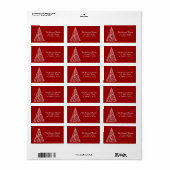 Witte kerstboom op rood retouradres etiket (Full Sheet)