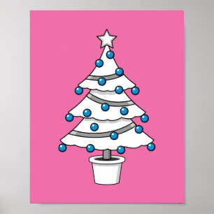 Witte kerstboom poster