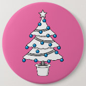 Witte kerstboom ronde button 6,0 cm (Voorkant)