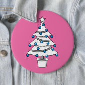 Witte kerstboom ronde button 6,0 cm (In situ)