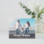 witte kerstborstelscriptbedekking fotokaart briefkaart (Staand voorkant)