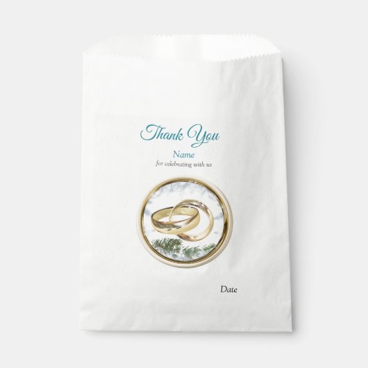 Witte kerstbruiloft bedankzakje (Voorkant)