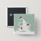 Witte kerstButton Vierkante Button 5,1 Cm (Voorkant /achterkant)