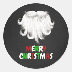Witte kerstfeest in de baard van de kerstman ronde sticker