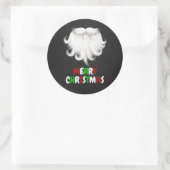 Witte kerstfeest in de baard van de kerstman ronde sticker (Tas)