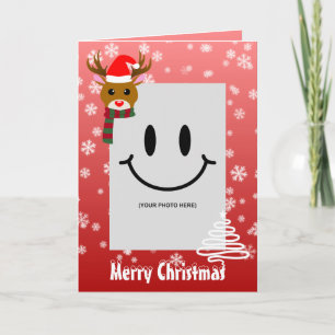 Witte Kerstfoto Rudolph Red Nosed Reindeer Kaart