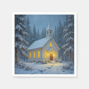 Witte Kerstkapel in Winterdennen Servet