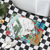 Witte Kerstkat Badmat
