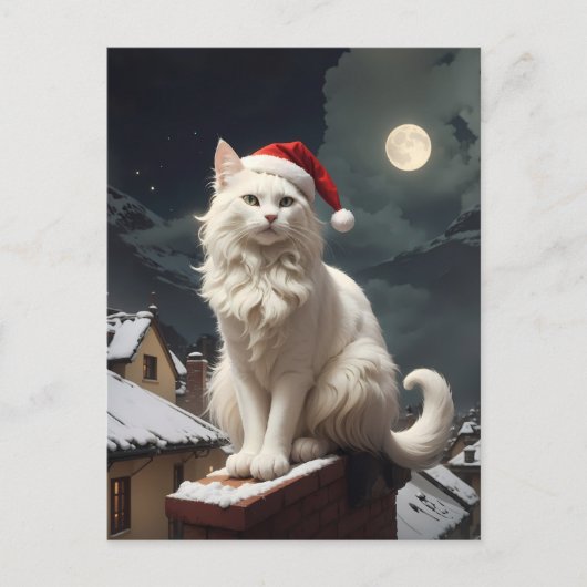 witte kerstkat briefkaart (Voorkant)