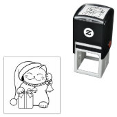 Witte kerstkat Doodle Color Me Zelfinktende Stempel (In situ)